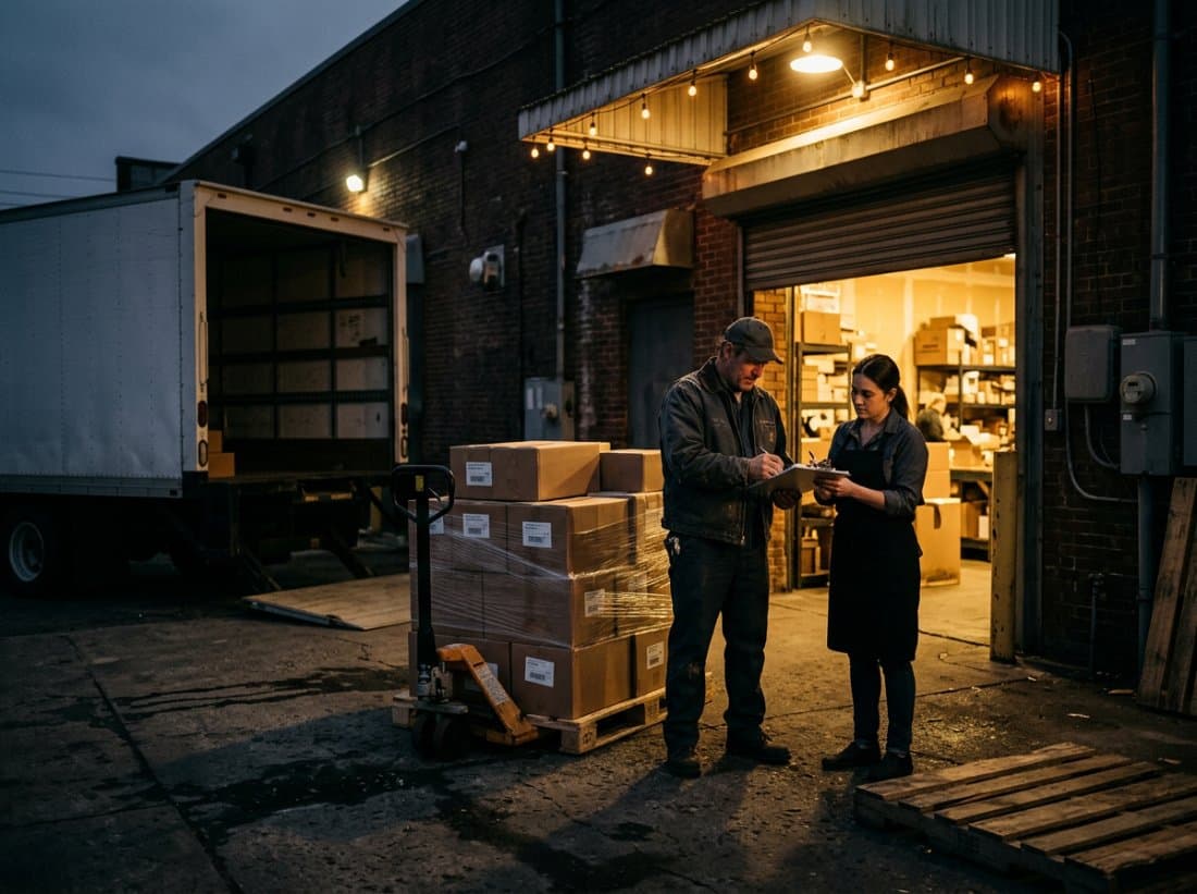 Wholesale delivery received at a retail back door
