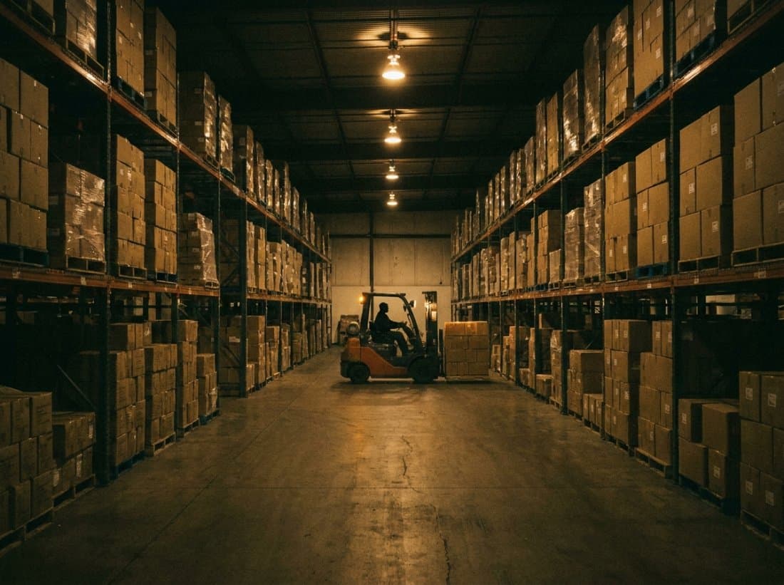 Consolidated pallets held at a regional hub